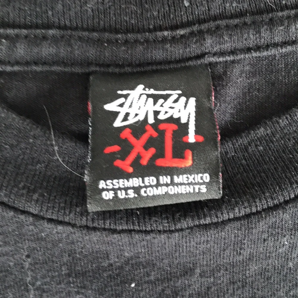 Stussy Black Tee with Red & White Drip Logo - Picture 2 of 4